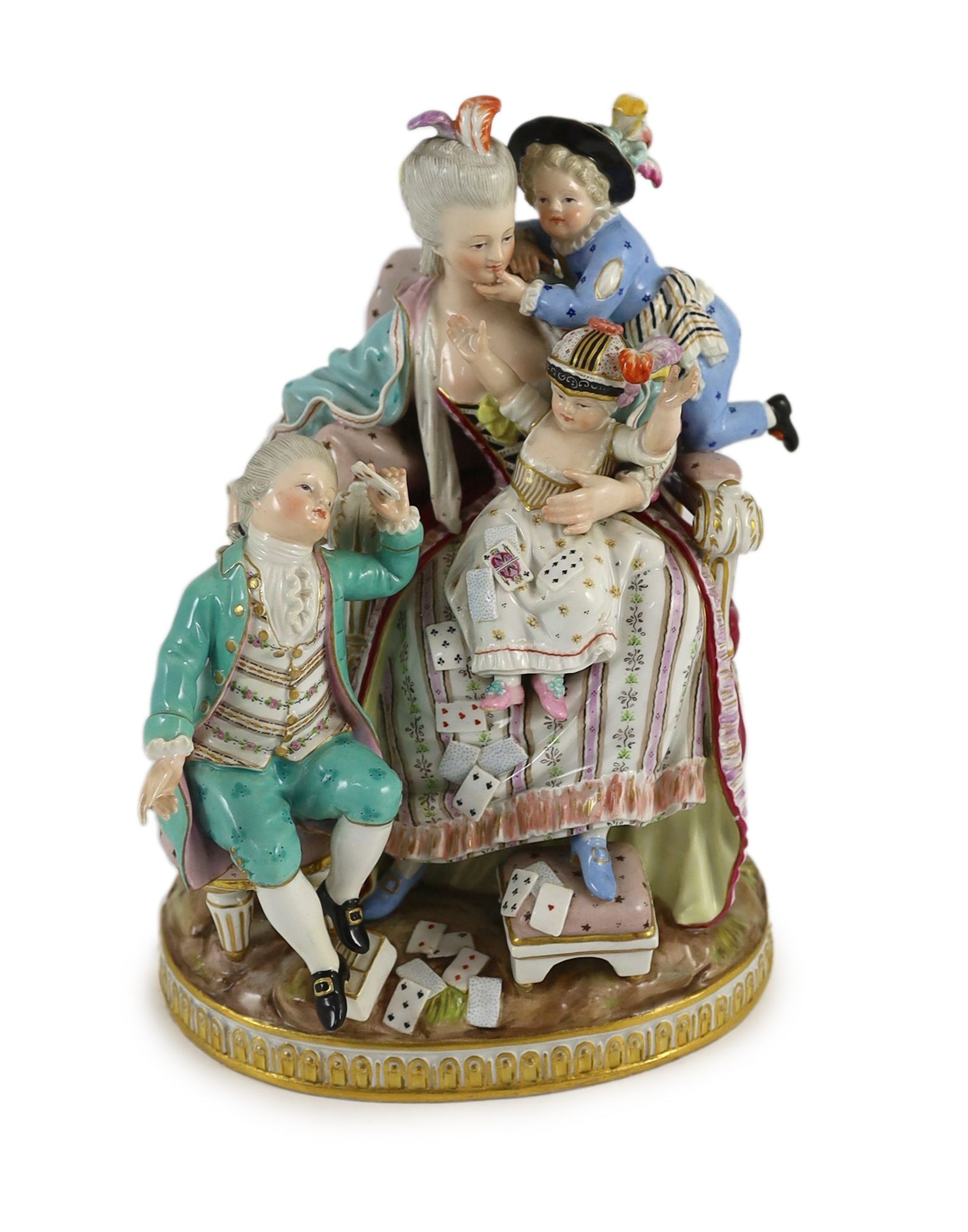 A Meissen group of the good mother, 19th century, after a model by Michel Victor Acier, 22 cm high